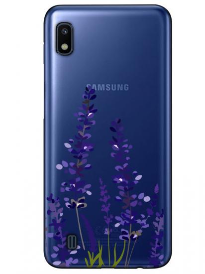 Samsung A10 Lavanta Desenli Şeffaf Telefon Kılıfı