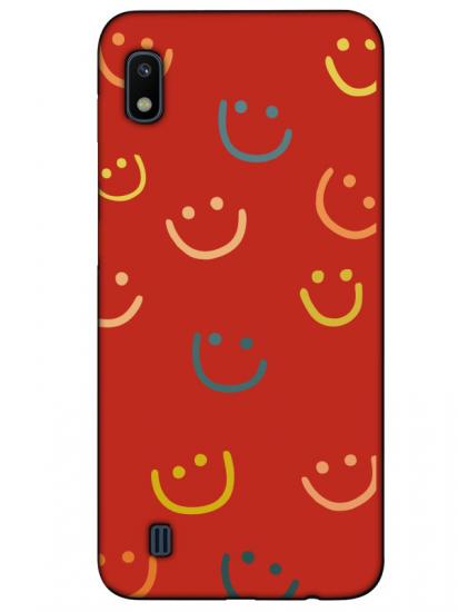 Samsung A10 Emoji Gülen Yüz Kırmızı Telefon Kılıfı