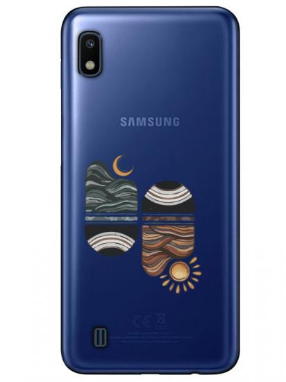 Samsung A10 Sunset Wave Şeffaf Telefon Kılıfı