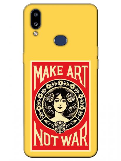 Samsung A10s Make Art Not War Sarı Telefon Kılıfı