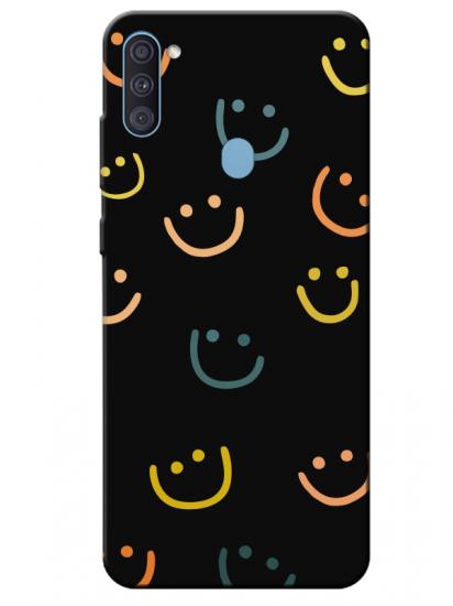 Samsung A11 Emoji Gülen Yüz Siyah Telefon Kılıfı