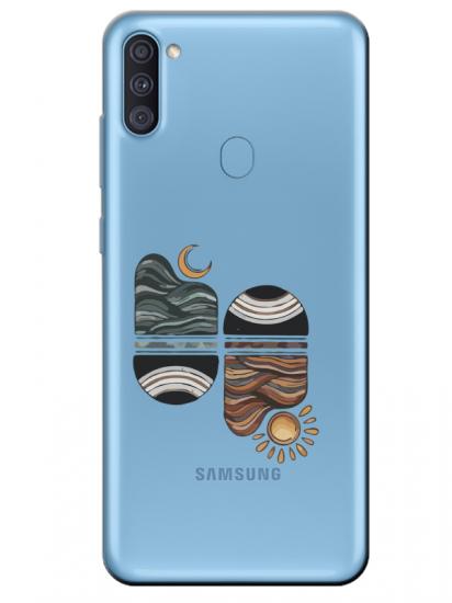 Samsung A11 Sunset Wave Şeffaf Telefon Kılıfı