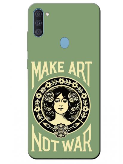 Samsung A11 Make Art Not War Yeşil Telefon Kılıfı