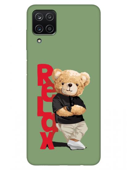 Samsung A12 Teddy Bear Relax Yeşil Telefon Kılıfı