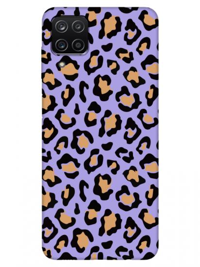 Samsung A12 Leopar Desenli Lila Telefon Kılıfı