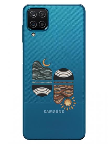 Samsung A12 Sunset Wave Şeffaf Telefon Kılıfı