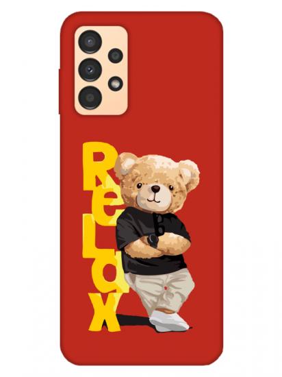 Samsung A13 Teddy Bear Relax Kırmızı Telefon Kılıfı