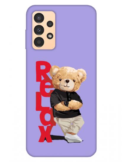 Samsung A13 Teddy Bear Relax Lila Telefon Kılıfı