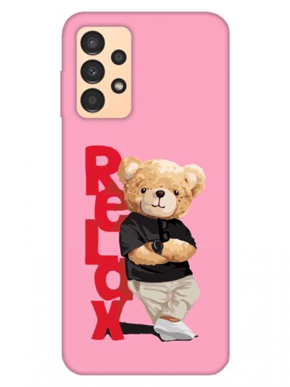 Samsung A13 Teddy Bear Relax Pembe Telefon Kılıfı