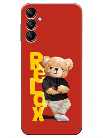 Samsung A14 Teddy Bear Relax Kırmızı Telefon Kılıfı