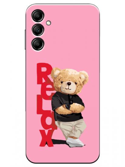 Samsung A14 Teddy Bear Relax Pembe Telefon Kılıfı