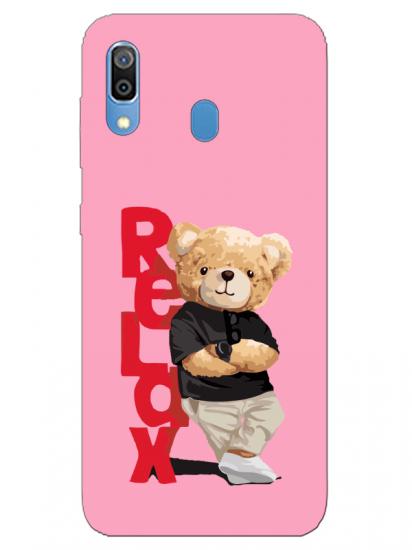 Samsung A20 Teddy Bear Relax Pembe Telefon Kılıfı