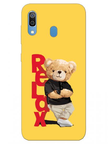 Samsung A20 Teddy Bear Relax Sarı Telefon Kılıfı