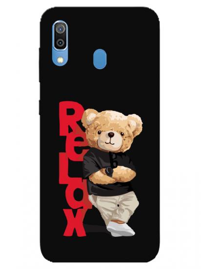 Samsung A20 Teddy Bear Relax Siyah Telefon Kılıfı