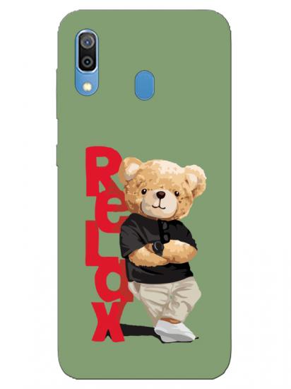 Samsung A20 Teddy Bear Relax Yeşil Telefon Kılıfı