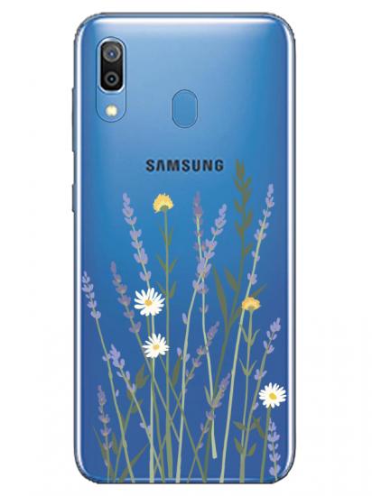 Samsung A20 Lavanta Desenli Şeffaf Telefon Kılıfı