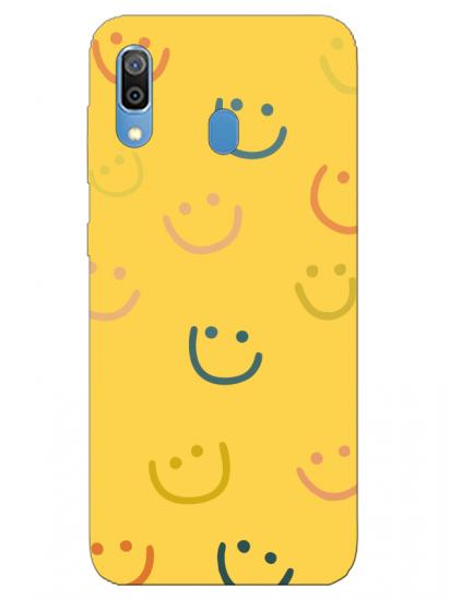 Samsung A20 Emoji Gülen Yüz Sarı Telefon Kılıfı