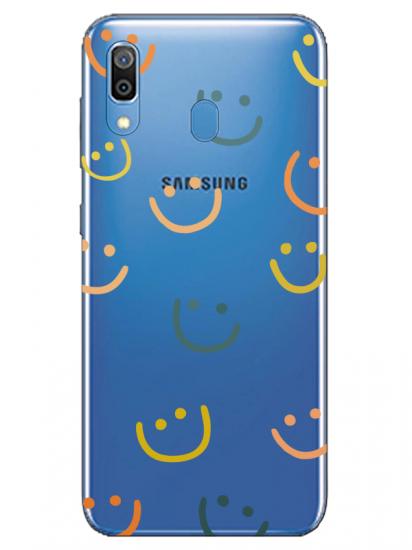 Samsung A20 Emoji Gülen Yüz Şeffaf Telefon Kılıfı