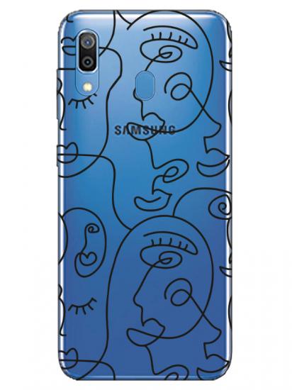 Samsung A20 Face Art Şeffaf Telefon Kılıfı