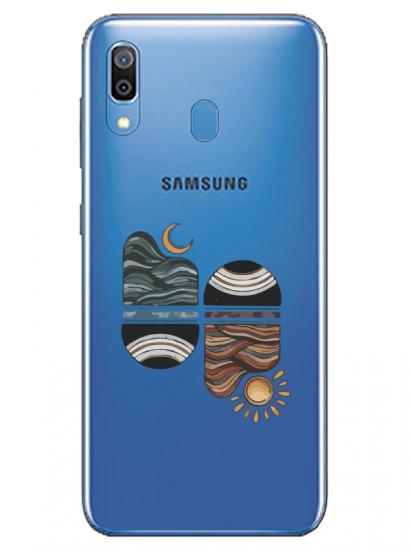 Samsung A20 Sunset Wave Şeffaf Telefon Kılıfı