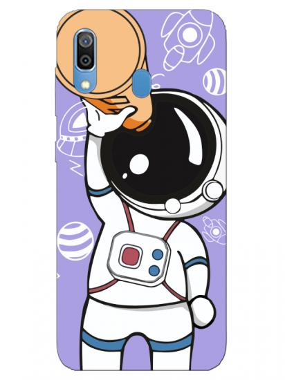 Samsung A20 Astronot Lila Telefon Kılıfı