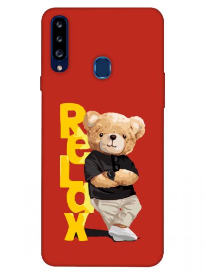 Samsung A20s Teddy Bear Relax Kırmızı Telefon Kılıfı