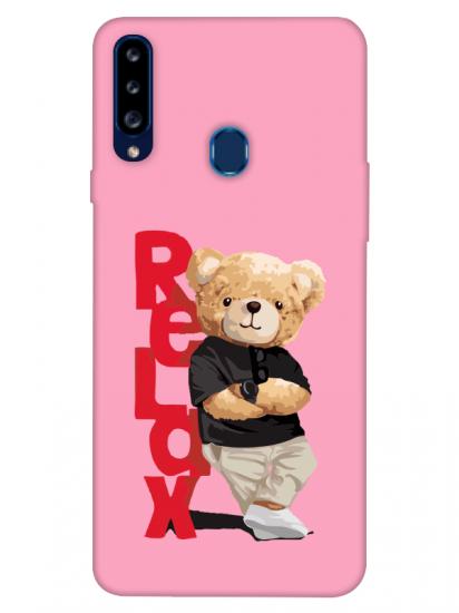 Samsung A20s Teddy Bear Relax Pembe Telefon Kılıfı