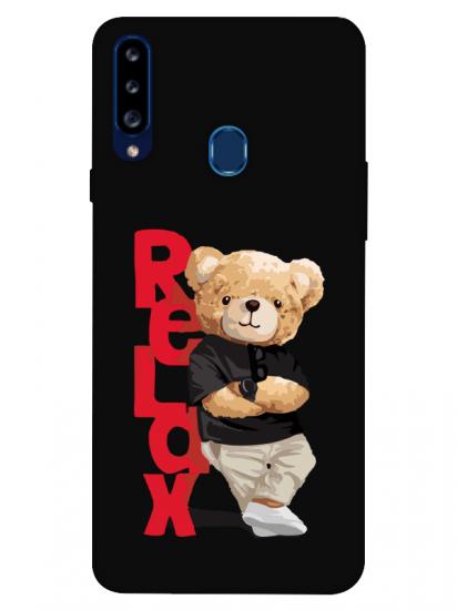 Samsung A20s Teddy Bear Relax Siyah Telefon Kılıfı