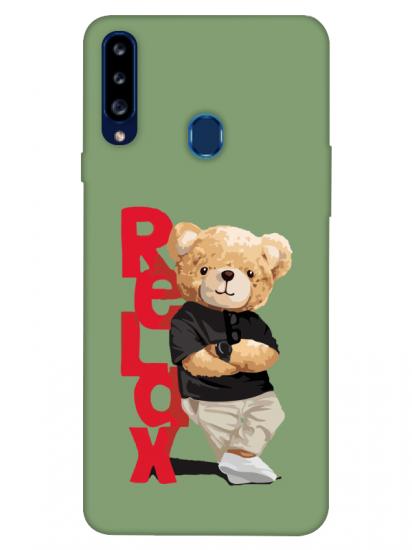 Samsung A20s Teddy Bear Relax Yeşil Telefon Kılıfı