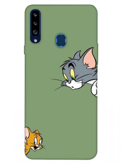 Samsung A20s Tom And Jerry Yeşil Telefon Kılıfı