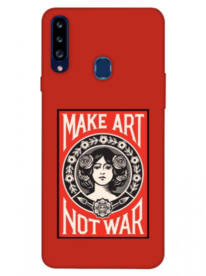 Samsung A20s Make Art Not War Kırmızı Telefon Kılıfı