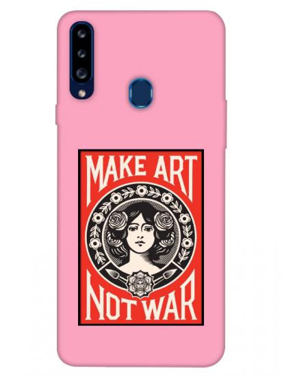 Samsung A20s Make Art Not War Pembe Telefon Kılıfı