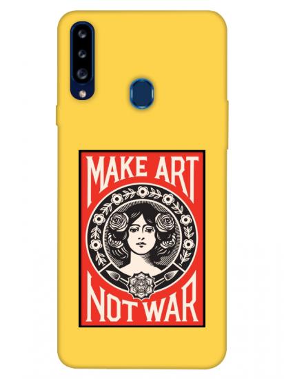 Samsung A20s Make Art Not War Sarı Telefon Kılıfı