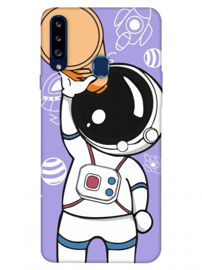 Samsung A20s Astronot Lila Telefon Kılıfı