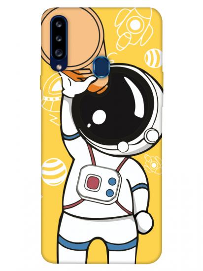 Samsung A20s Astronot Sarı Telefon Kılıfı