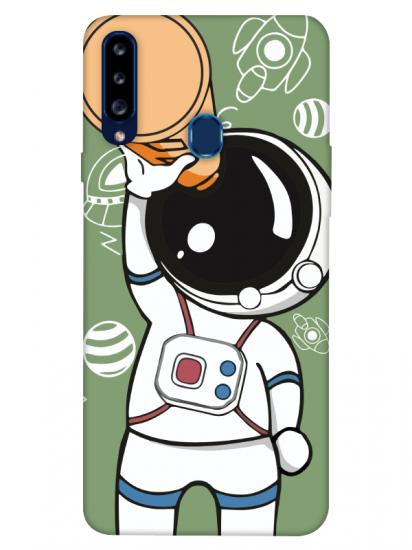 Samsung A20s Astronot Yeşil Telefon Kılıfı