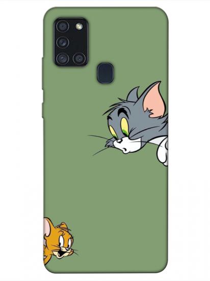 Samsung A21s Tom And Jerry Yeşil Telefon Kılıfı