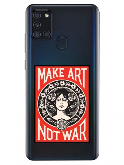 Samsung A21s Make Art Not War Şeffaf Telefon Kılıfı