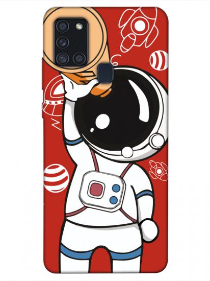 Samsung A21s Astronot Kırmızı Telefon Kılıfı