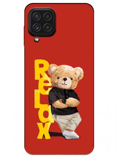 Samsung A22 Teddy Bear Relax Kırmızı Telefon Kılıfı