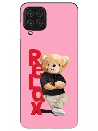 Samsung A22 Teddy Bear Relax Pembe Telefon Kılıfı