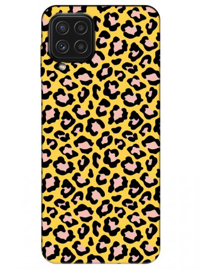 Samsung A22 Leopar Desenli Sarı Telefon Kılıfı