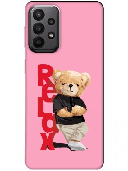 Samsung A23 Teddy Bear Relax Pembe Telefon Kılıfı