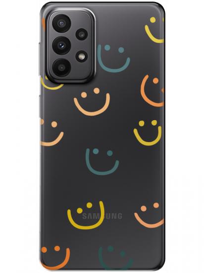 Samsung A23 Emoji Gülen Yüz Şeffaf Telefon Kılıfı