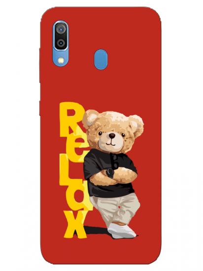 Samsung A30 Teddy Bear Relax Kırmızı Telefon Kılıfı