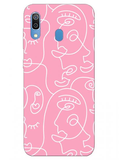 Samsung A30 Face Art Pembe Telefon Kılıfı