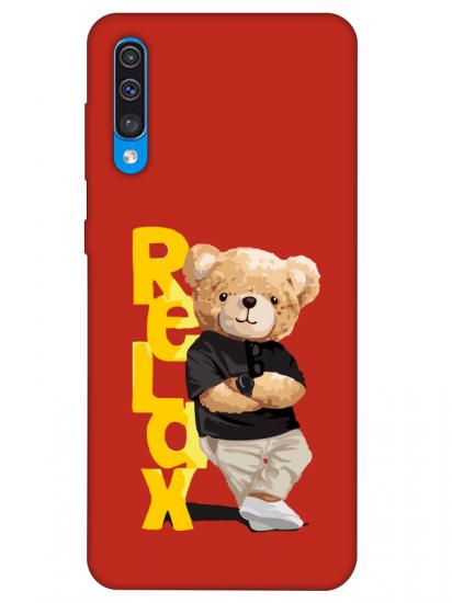 Samsung A30s Teddy Bear Relax Kırmızı Telefon Kılıfı