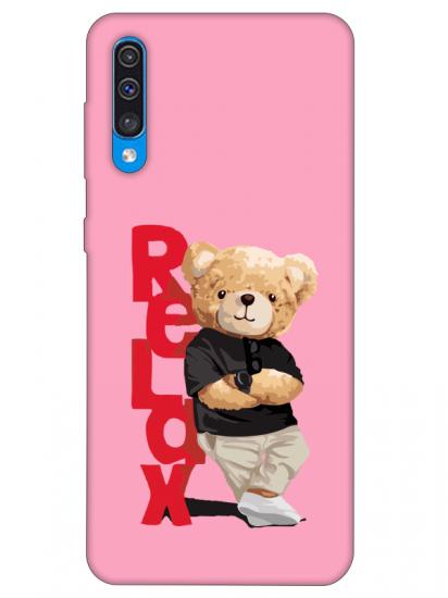 Samsung A30s Teddy Bear Relax Pembe Telefon Kılıfı