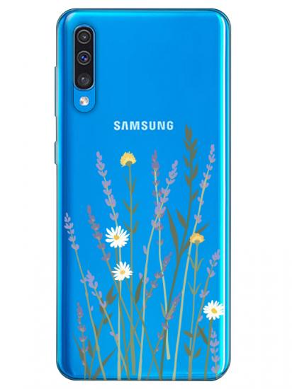 Samsung A30s Lavanta Desenli Şeffaf Telefon Kılıfı