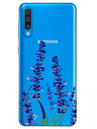 Samsung A30s Lavanta Desenli Şeffaf Telefon Kılıfı